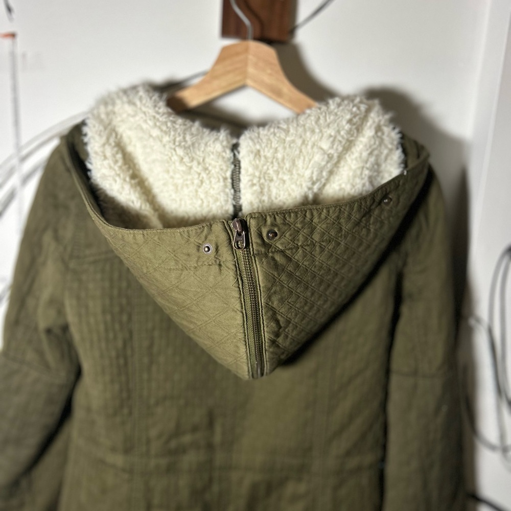 Hei Hei Olive Army Green Sherpa Lined Women’s Coat w/Pockets, Hood, Pockets, Med - Picture 16 of 16